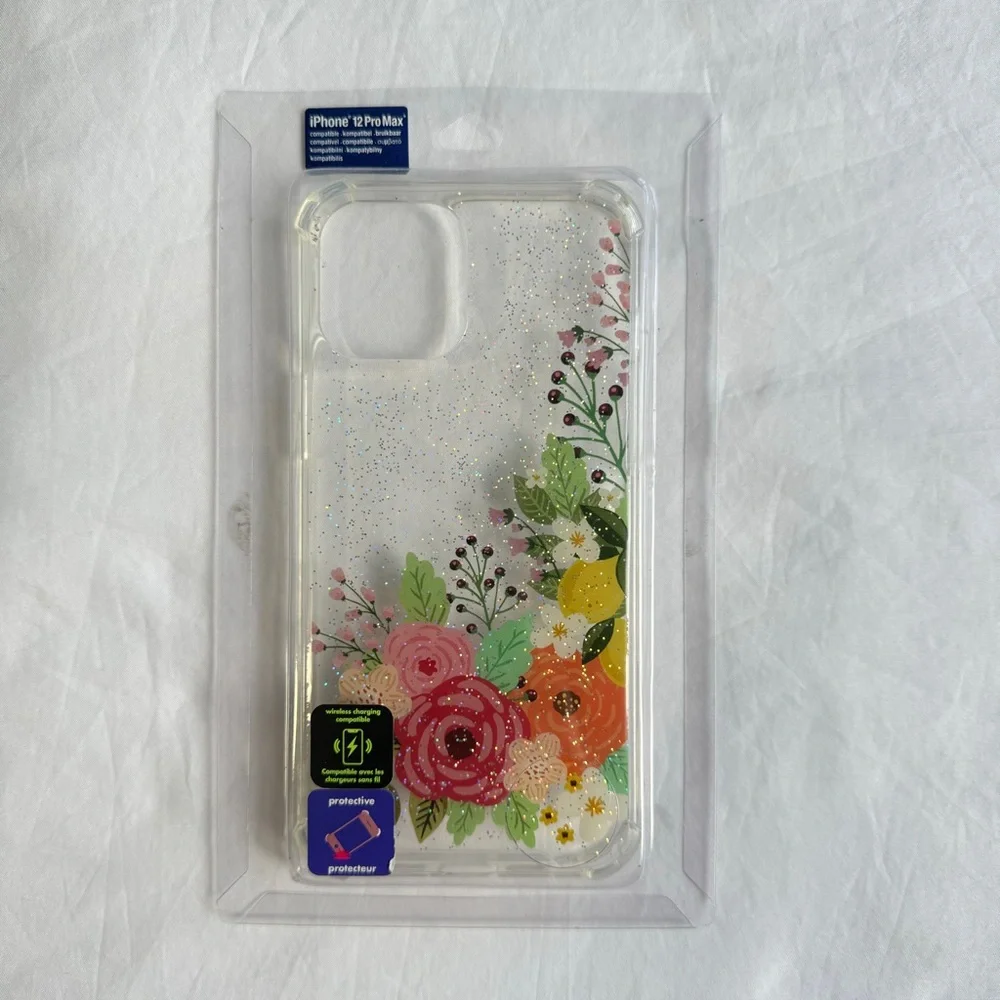 Clear Glitter Floral Phone Case For IPhone 12 Pro Max
